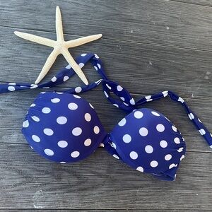 Blue Polka Dot Push Up Bikini Top Sz M